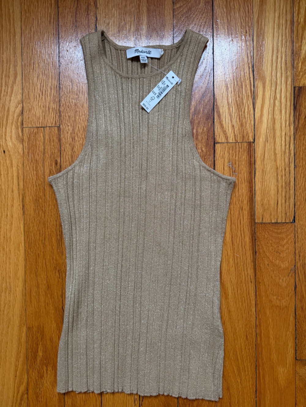 Madewell Ribbed Metallic Beige Tank Sweater